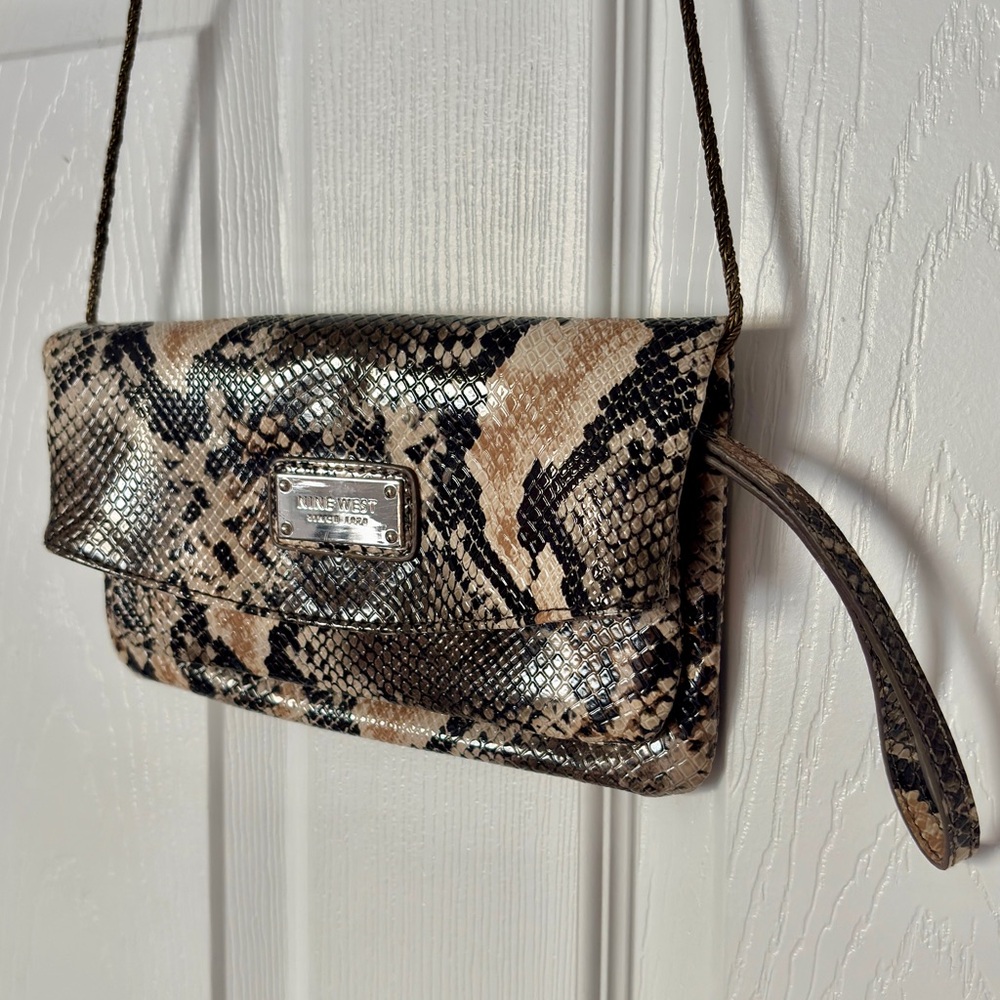 Nine West Snake Print Leather Clutch